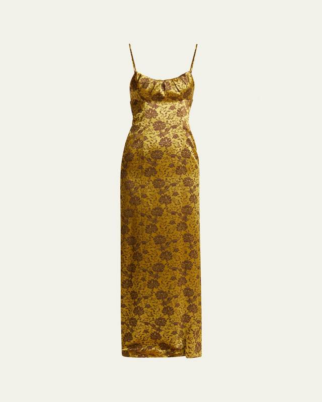 Dirios Long Floral Jacquard Gown